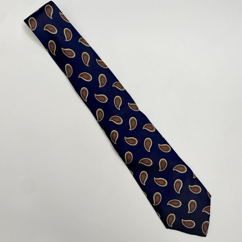 Lanvin Navy Blue Paisley Print Silk Neck Tie